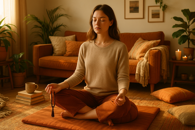 collection meditation femme en train de mediter sur tapis de meditation