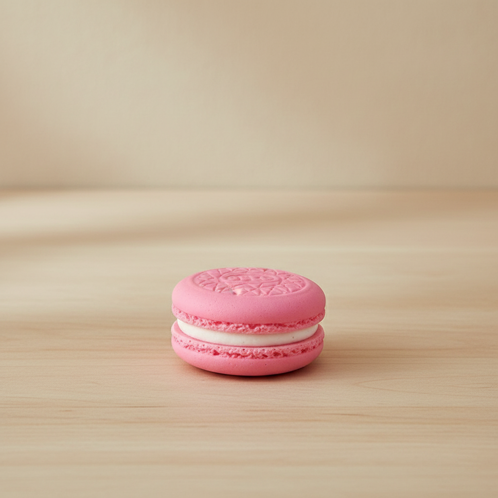 Balle anti-stress macaron rose - Présentation produit