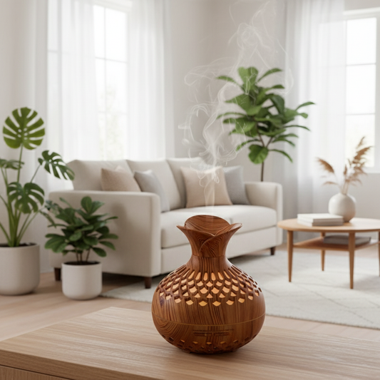 Diffuseur d'huiles essentielles VaseZen dans salon lumineux